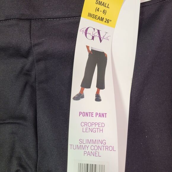 Gloria Vanderbilt Women Black Cropped Ponte Pants With Tummy Control Panel Small - Picture 5 of 15